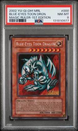 2002 YU-GI-OH! MRL-MAGIC RULER 1ST ED #000 BLUE-EYES TOON DRAGON PSA 8 - Image 1