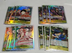 One Piece Yellow Deck Card Lot Luffy Sabo Kid Shirahoshi Playsets TCG All Foils - Image 1