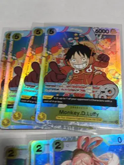 One Piece Yellow Deck Card Lot Luffy Sabo Kid Shirahoshi Playsets TCG All Foils - Image 2