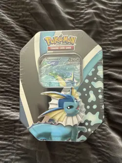 SEALED Pokemon Trading Card Game: Evolutions Tin - Vaporeon 820650809057 - Image 1