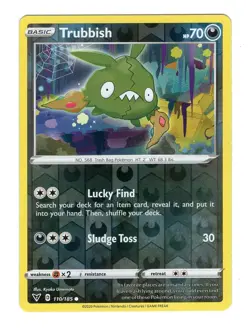 Pokemon TCG Trubbish SWSH Vivid Voltage 110/185 Reverse Holo Common Card NM - Image 1