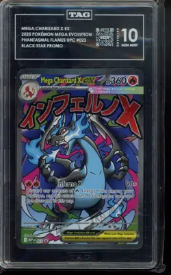 TAG 10 - 2025 Mega Charizard X ex 023 Me: Mega Evolution Promo Holo Pokemon - Image 1