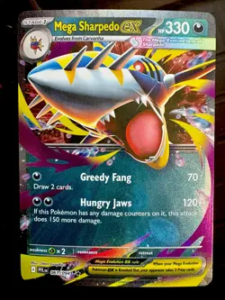 Pokemon TCG: 2025 Mega Sharpedo Ex 061/094-DOUBLE RARE HOLO-Phantasmal Flames - Image 1