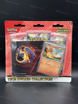 Pokemon Ascended Heroes 3 Pack Charmander Promo Tech Sticker Collection SEALED - Image 1