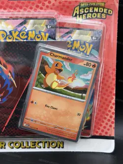 Pokemon Ascended Heroes 3 Pack Charmander Promo Tech Sticker Collection SEALED - Image 2
