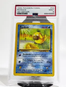 Pokemon TCG 1999 1st Edition Psyduck Fossil PSA 9 Mint 53/62 - Image 1