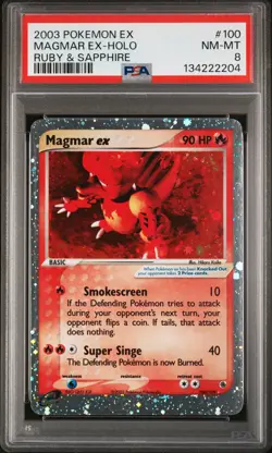 2003 POKEMON EX RUBY & SAPPHIRE #100 MAGMAR EX-HOLO PSA 8 - Image 1
