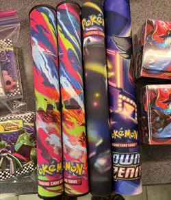 Pokemon Playmats- 2 Charizard EX UPC, Crown Zenith Marnie, Terapagos + Extras! - Image 2