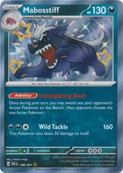 Holo Mabosstiff - 188/091 Paldean Fates Shiny Rare Pokemon TCG - Image 1