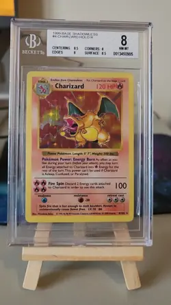 1999 Pokemon Base Set Shadowless Charizard Holo #4 BGS 8 NM-MT WOTC Graded - Image 2