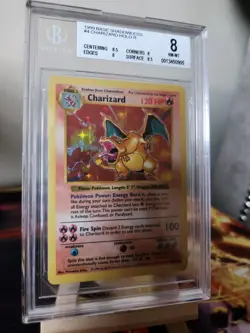 1999 Pokemon Base Set Shadowless Charizard Holo #4 BGS 8 NM-MT WOTC Graded - Image 4