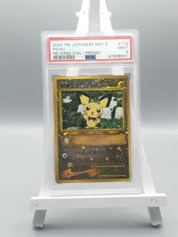 PSA 9 Pichu Reverse Foil Promo #172 Neo 2 Japanese Pokemon 2000 - Image 1