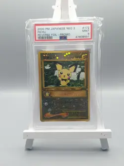 PSA 9 Pichu Reverse Foil Promo #172 Neo 2 Japanese Pokemon 2000 - Image 3