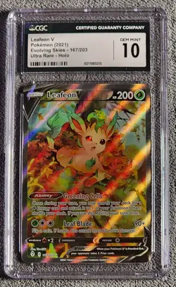 ‼Leafeon V Pokemon (2021) Evolving Skies - 167/203 Ultra Rare~ CGC GRADE 10💨 - Image 1