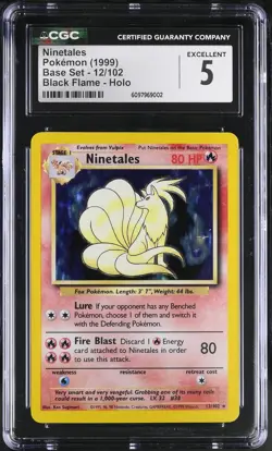 CGC 5 Ninetales 1999 Base Set 12/102 Black Flame Holo Pokemon Card - Image 1