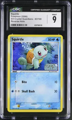 CGC 9 Squirtle EX Crystal Guardians 63/100 Reverse Holo STAMPED Pokemon Card - Image 1