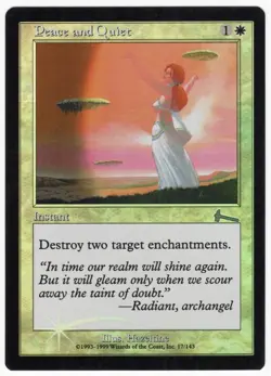Peace and Quiet 1999 Urza's Legacy SHIFTED FOIL MISPRINT White Instant MTG NM A1 - Image 1