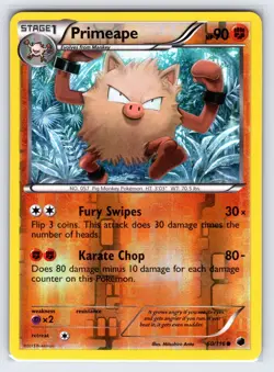 Primeape 60/116 Black & White Plasma Freeze Pokemon Card Reverse Holo - Vlp - Image 1