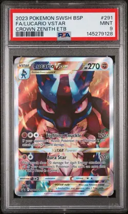 2023 POKEMON SWSH BLACK STAR PROMO #291 FULL ART/LUCARIO VSTAR PSA 9 - Image 1