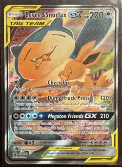 Pokemon Eevee & Snorlax GX Team Up TCG SM169 Holo Black Star Promo - Image 1