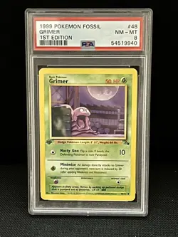 PSA 8 1999 Pokemon Fossil 1st Edition Grimer 48/62 PSA 8 NM-MT - Image 1