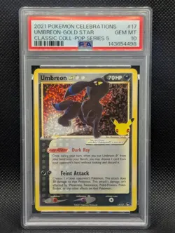 Umbreon-Gold Star #17 PSA 10 GEM 2021 POKEMON CELEBRATIONS CLASSIC COLLECTION - Image 1