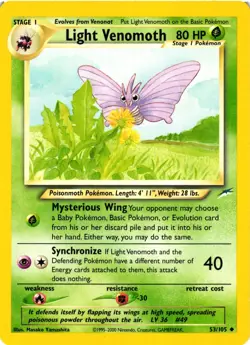 Pokemon TCG Light Venomoth Neo Destiny 53/105 Unlimited Uncommon VLP - Image 1