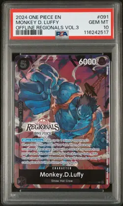 2024 ONE PIECE OFFLINE REGIONALS PACK 2024 VOL.3 #091 MONKEY D. LUFFY PSA 10 - Image 1