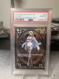 PSA 10 Gem Mint Stussy OP11-085 SP English One Piece Special Alt Art - Image 1