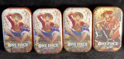 One Piece Tin Pack Set Vol. 2 Lot of 4 Sealed Tins OP13 Booster Packs Promo - Image 1