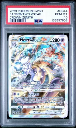 Mewtwo VStar PSA 10 GG44 English Pokemon Card 2023 Crown Zenith - Image 1