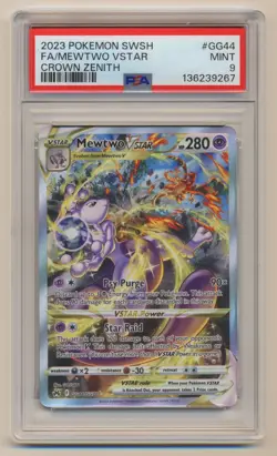 PSA 9 Pokemon Crown Zenith Full Art Mewtwo VStar GG44/GG70 MINT Condition!! - Image 1