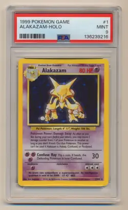 PSA 9 Pokemon Base Set Unlimited Holo Rare Alakazam 1/102 MINT Condition! - Image 1