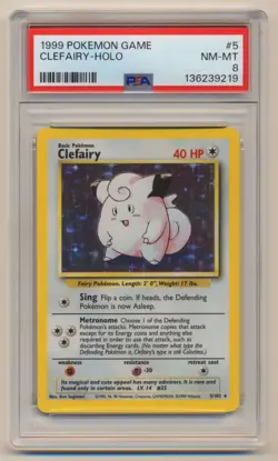 PSA 8 Pokemon Base Set Unlimited Holo Rare Clefairy 5/102 NM/MINT Condition! - Image 1