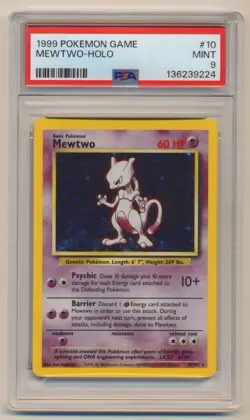 PSA 9 Pokemon Base Set Unlimited Holo Rare Mewtwo 10/102 MINT Condition! - Image 1
