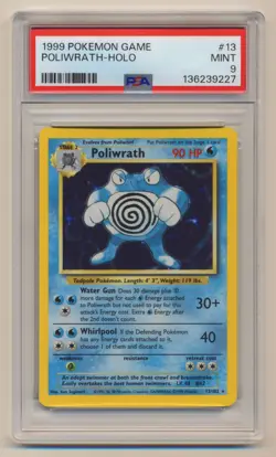 PSA 9 Pokemon Base Set Unlimited Holo Rare Poliwrath 13/102 MINT Condition! - Image 1