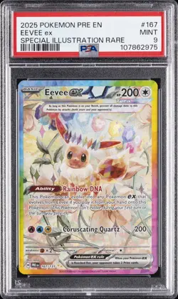 2025 POKEMON PRE EN-PRISMATIC EVOLUTIONS #167 EEVEE EX PSA 9 - Image 1