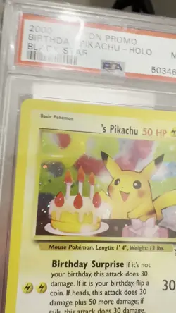 🌀SWIRL🌀 2000 Happy Birthday Pikachu Black Star Promo 24 English Original Holo - Image 2