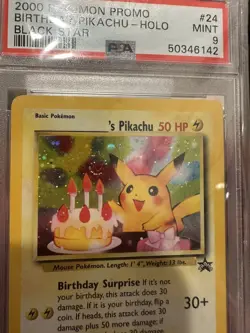 🌀SWIRL🌀 2000 Happy Birthday Pikachu Black Star Promo 24 English Original Holo - Image 4