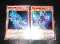 Magician's Rod TDIL-EN019 & Robe SHVI 1st Edition Super Rare Yugioh Card Set LP - Image 1