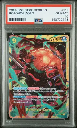 2024 ONE PIECE OP06-WINGS OF THE CAPTAIN 118 RORONOA ZORO PSA10 - Image 1