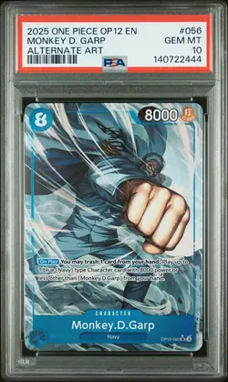 2025 ONE PIECE OP12-LEGACY OF THE MASTER 056 MONKEY D. GARP ALTERNATE ART PSA10 - Image 1