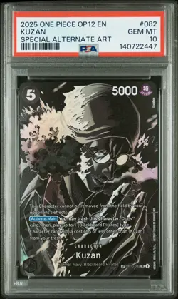 2025 ONE PIECE OP12-LEGACY OF THE MASTER SPECIAL ALTERNATE ART #082 KUZAN PSA 10 - Image 1