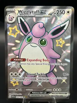 WIGGLYTUFF EX 222/091 NM SHINY ULTRA RARE PALDEAN FATES POKEMON 2024 - Image 1