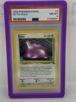 1999 Pokemon Fossil Ditto #3 Holo PSA 8 - Image 1