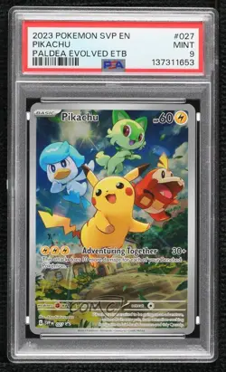 Pikachu (Paldea Evolved ETB) Pokemon Scarlet & Violet Black Star Promo PSA 9 - Image 1