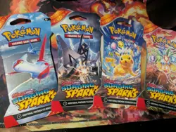 (4) Pokemon - Surging Sparks - Sleeved Booster Packs - Full Art Set BRAND NEW - Image 1