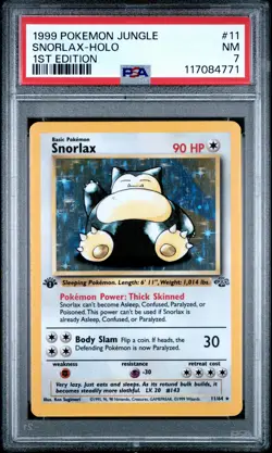 1999 POKEMON JUNGLE 1ST ED #11 SNORLAX-HOLO PSA 7 - Image 1