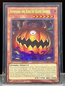 Yugioh! 1x Pumpking the King of Grave Ghosts MZMU-EN001 Secret Rare 1st Ed NM - Image 1