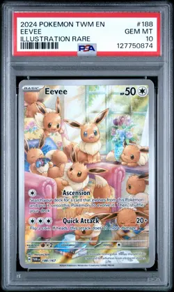 Pokemon Eevee Twilight Masquerade Illustration Rare Card 188/167 PSA 10 Gem MT - Image 1